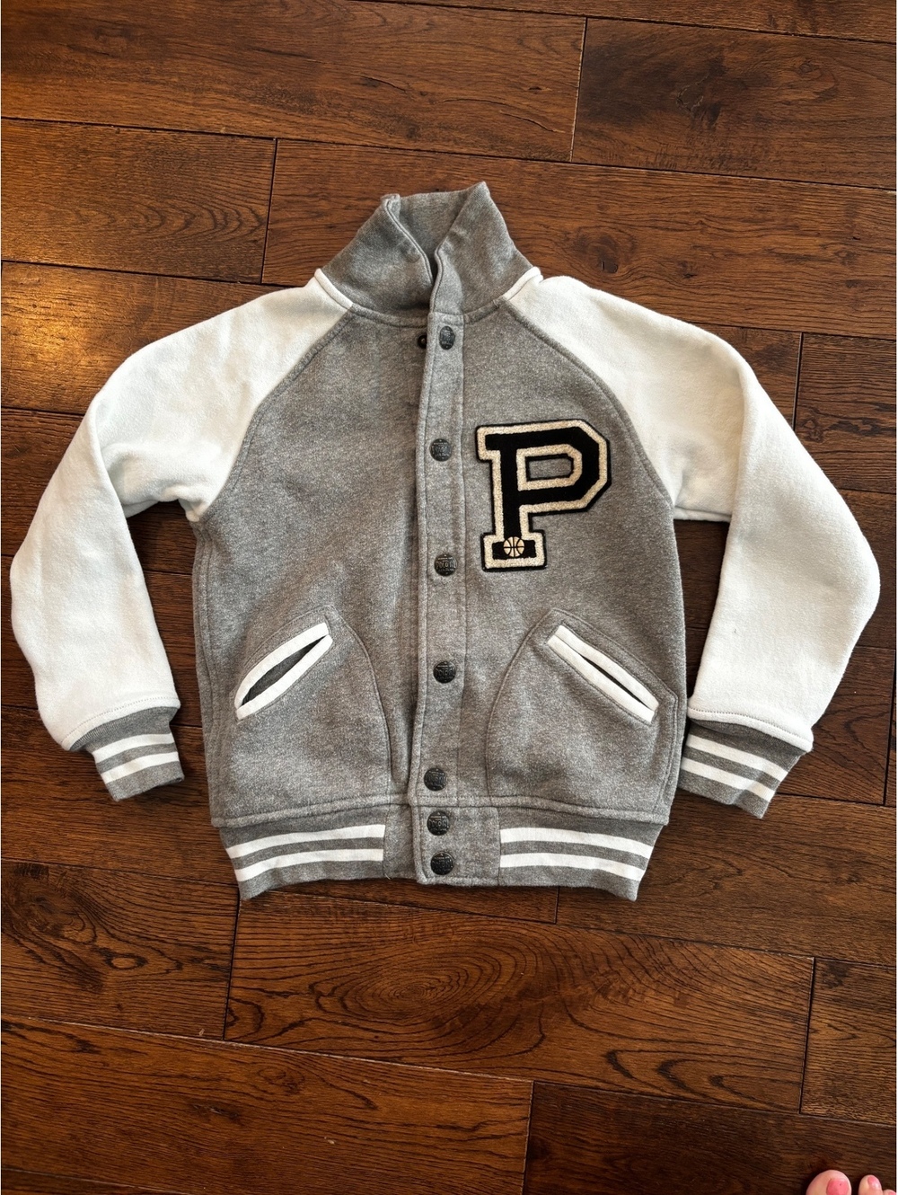 Polo Ralph Lauren Kids Gray and White Varsity Jacket Size S(8)